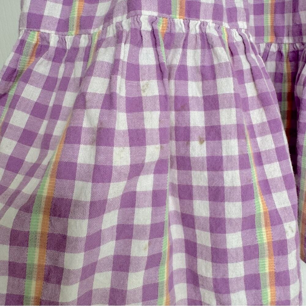 Cat & Jack Gingham Floral Embroidered Cotton Summer Mini Dress Lavender White 8 - Picture 8 of 12